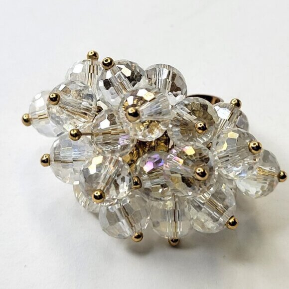 Crystal Cluster RingAdjustable Crystal Ring, Statement Crystal Ring - Picture 6 of 7